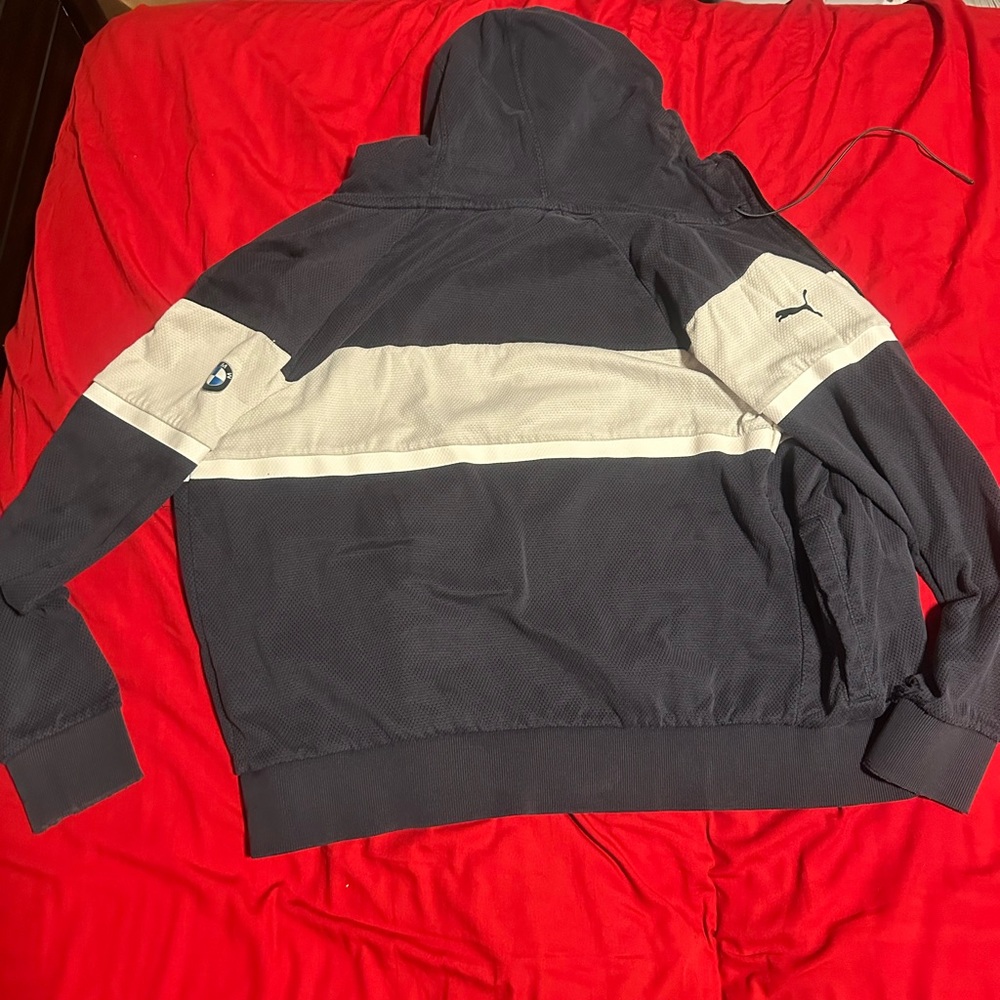 Puma Men's Black and Cream Zip-Up Sweater